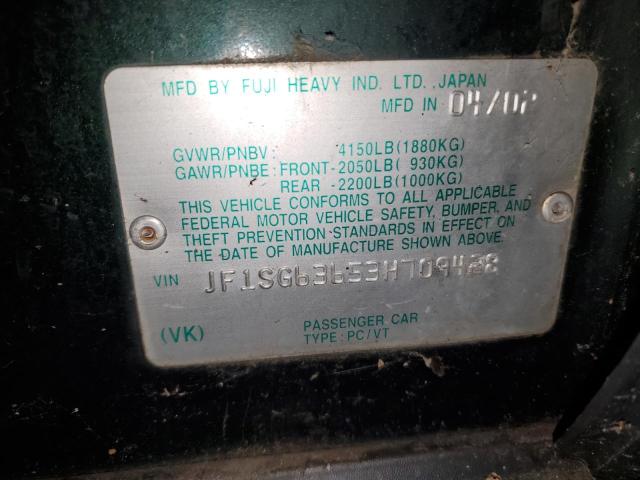 Photo 10 from auction – 2003 SUBARU FORESTER 2 with VIN JF1SG63653H709428