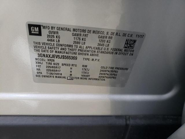 Photo 10 from auction – 2018 CHEVROLET EQUINOX LT with VIN 3GNAXJEV5JS565369
