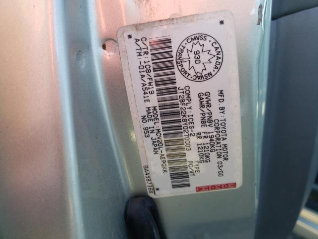 Photo 10 from auction – 2000 TOYOTA CAMRY CE with VIN JT2BF22K8Y0270003