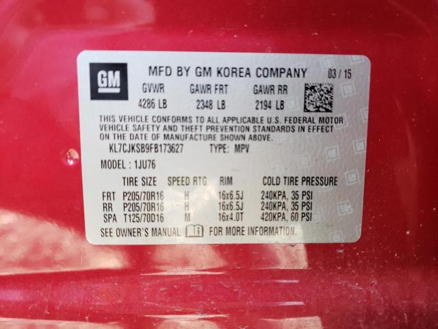Photo 10 from auction – 2015 CHEVROLET TRAX LS with VIN KL7CJKSB9FB173627