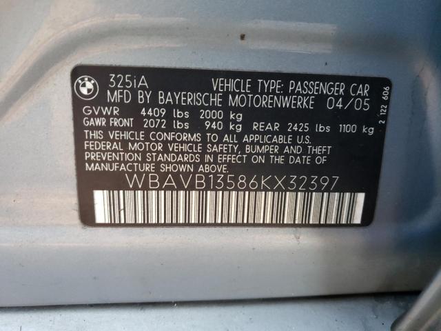 Photo 10 from auction – 2006 BMW 325 I with VIN WBAVB13586KX32397