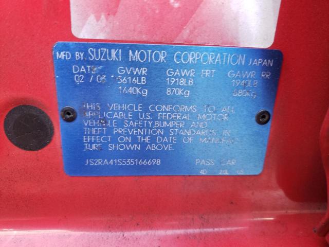 Photo 10 from auction – 2003 SUZUKI AERIO S with VIN JS2RA41S535166698