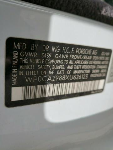 Photo 10 from auction – 1999 PORSCHE BOXSTER with VIN WP0CA2988XU626123