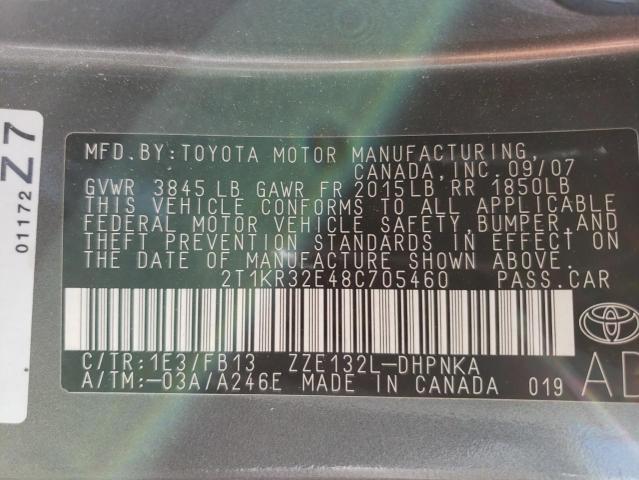 Photo 10 from auction – 2008 TOYOTA COROLLA MA with VIN 2T1KR32E48C705460