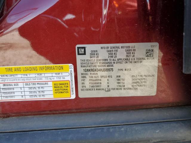 Photo 10 from auction – 2017 CHEVROLET TRAVERSE L with VIN 1GNKRGKD4HJ309975