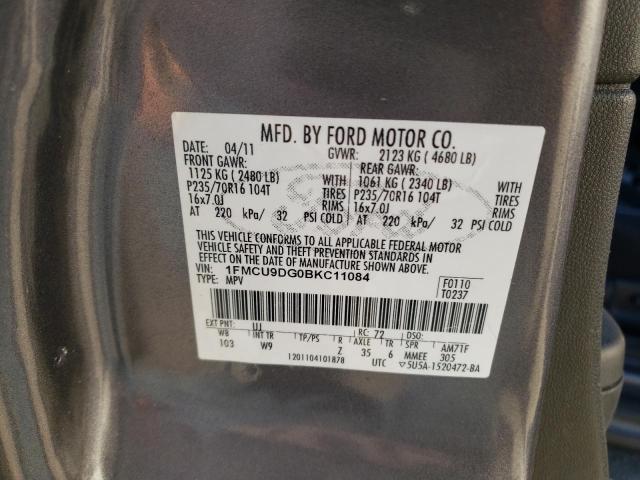Photo 10 from auction – 2011 FORD ESCAPE XLT with VIN 1FMCU9DG0BKC11084