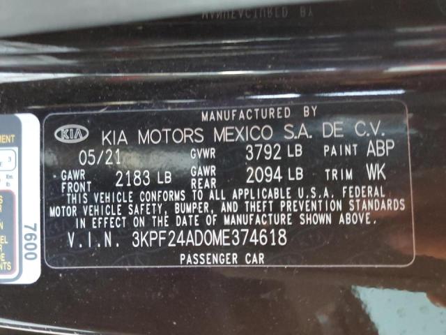 Photo 10 from auction – 2021 KIA FORTE FE with VIN 3KPF24AD0ME374618