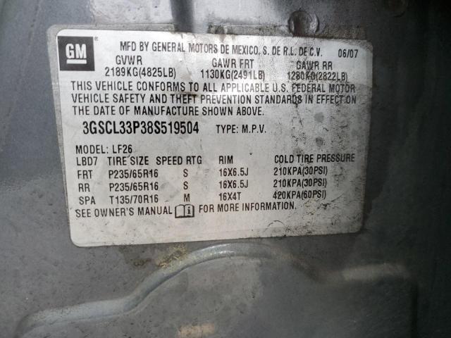 Photo 10 from auction – 2008 SATURN VUE XE with VIN 3GSCL33P38S519504