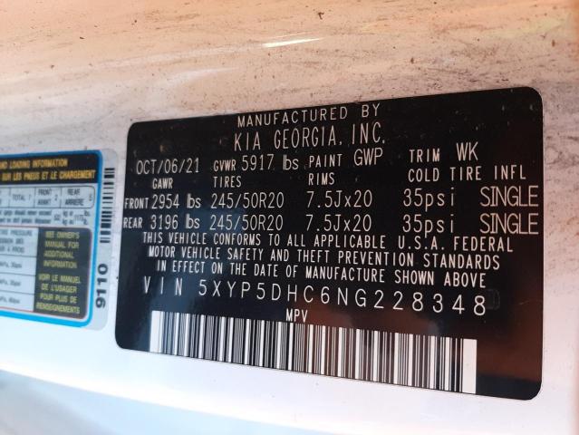 Photo 10 from auction – 2022 KIA TELLURIDE with VIN 5XYP5DHC6NG228348
