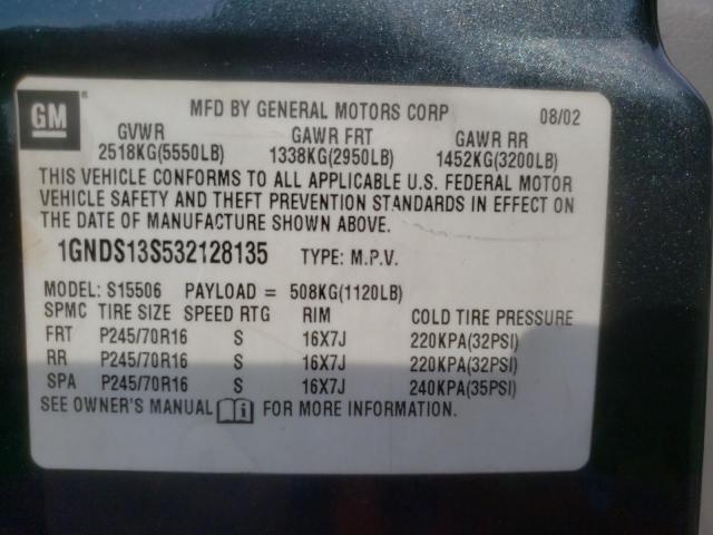 Photo 10 from auction – 2003 CHEVROLET TRAILBLAZR with VIN 1GNDS13S532128135