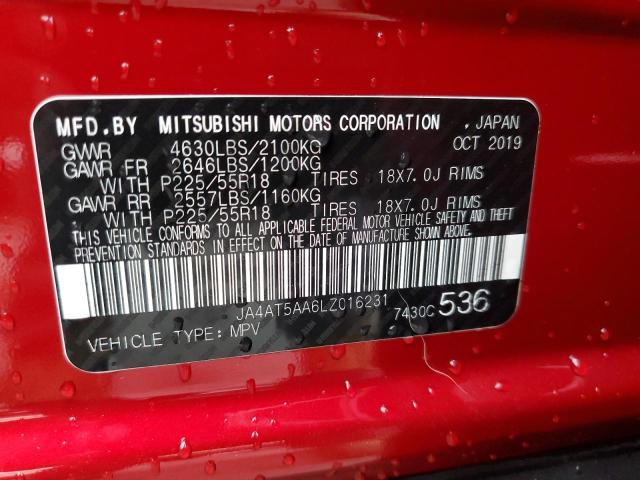 Photo 10 from auction – 2020 MITSUBISHI ECLIPSE CR with VIN JA4AT5AA6LZ016231