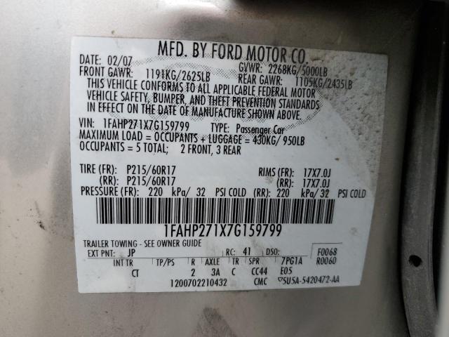 Photo 10 from auction – 2007 FORD FIVE HUNDR with VIN 1FAHP271X7G159799
