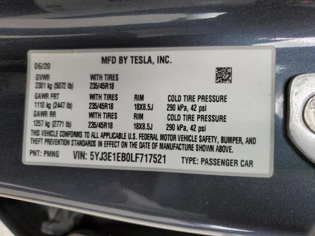 Photo 10 from auction – 2020 TESLA MODEL 3 with VIN 5YJ3E1EB0LF717521
