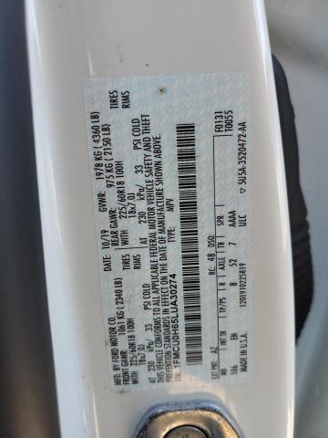 Photo 10 from auction – 2020 FORD ESCAPE SEL with VIN 1FMCU0H65LUA30274