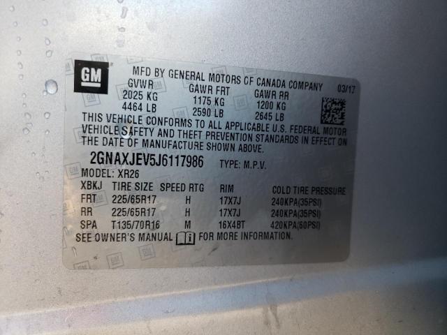Photo 10 from auction – 2018 CHEVROLET EQUINOX LT with VIN 2GNAXJEV5J6117986