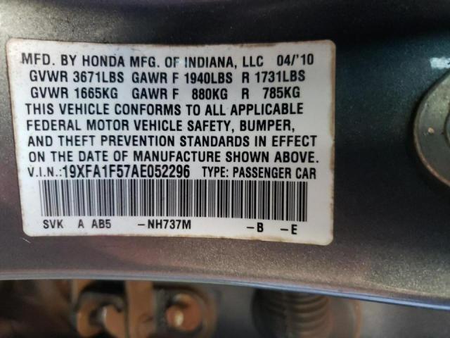 Photo 10 from auction – 2010 HONDA CIVIC LX with VIN 19XFA1F57AE052296
