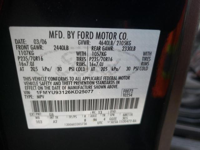 Photo 10 from auction – 2006 FORD ESCAPE XLT with VIN 1FMYU93126KD25077