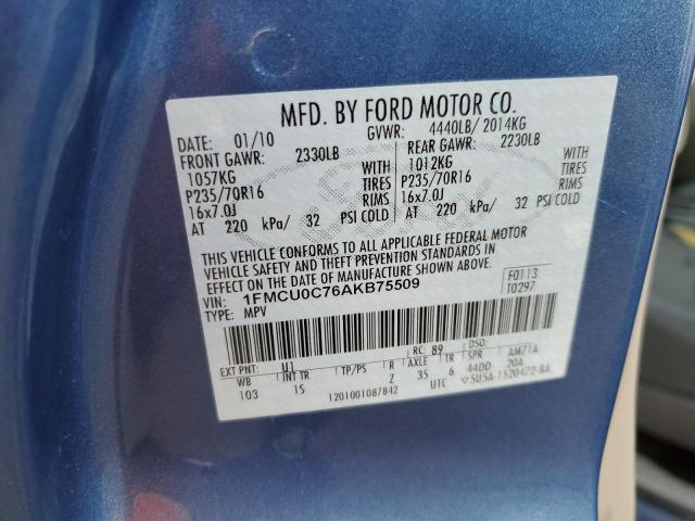 Photo 10 from auction – 2010 FORD ESCAPE XLS with VIN 1FMCU0C76AKB75509