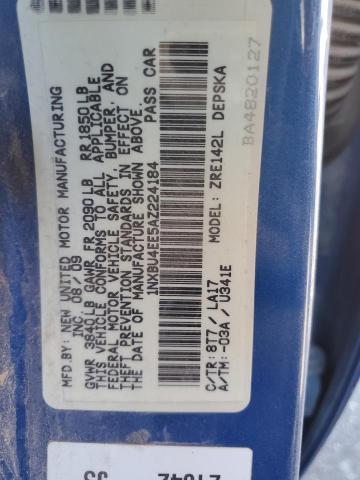 Photo 10 from auction – 2010 TOYOTA COROLLA BA with VIN 1NXBU4EE5AZ224184