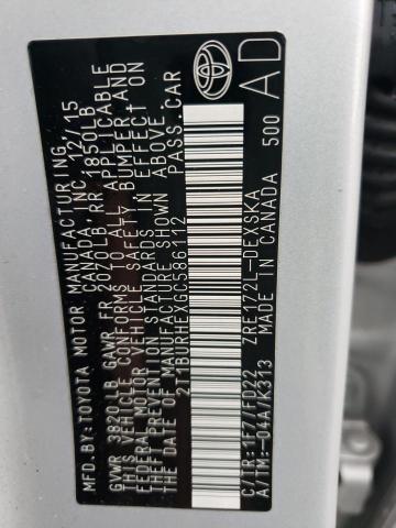 Photo 10 from auction – 2016 TOYOTA COROLLA L with VIN 2T1BURHEXGC586112