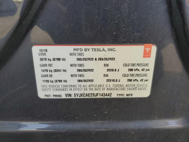 Photo 10 from auction – 2018 TESLA MODEL X with VIN 5YJXCAE29JF143442
