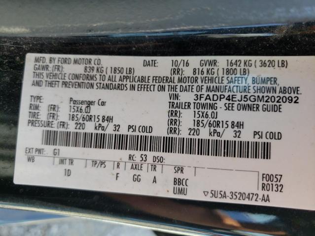 Photo 10 from auction – 2016 FORD FIESTA SE with VIN 3FADP4EJ5GM202092