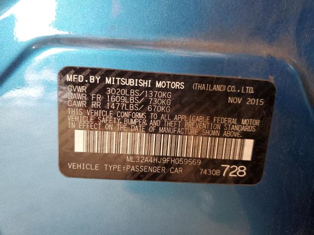 Photo 10 from auction – 2015 MITSUBISHI MIRAGE with VIN ML32A4HJ9FH059569