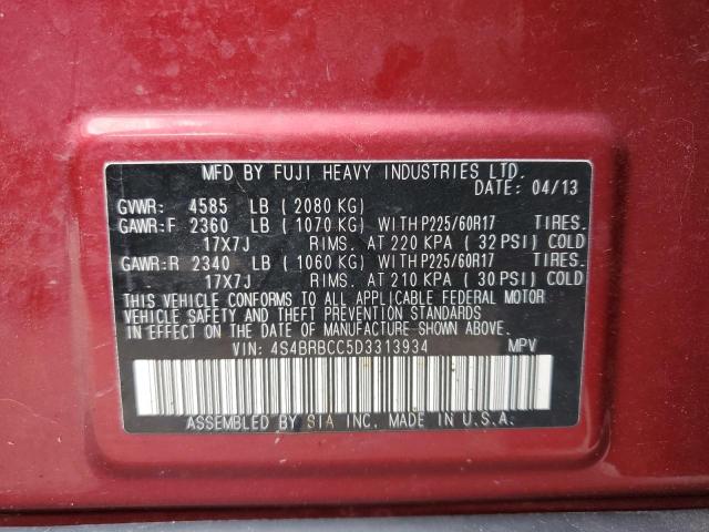 Photo 10 from auction – 2013 SUBARU OUTBACK 2. with VIN 4S4BRBCC5D3313934