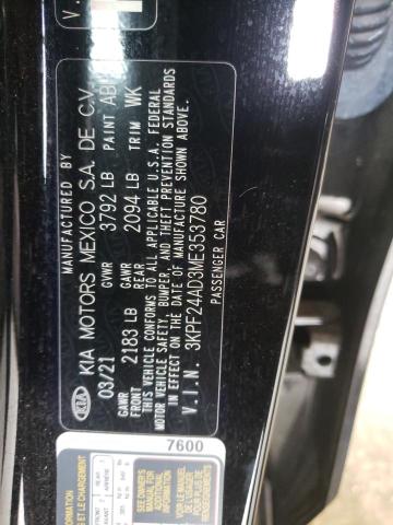 Photo 10 from auction – 2021 KIA FORTE FE with VIN 3KPF24AD3ME353780