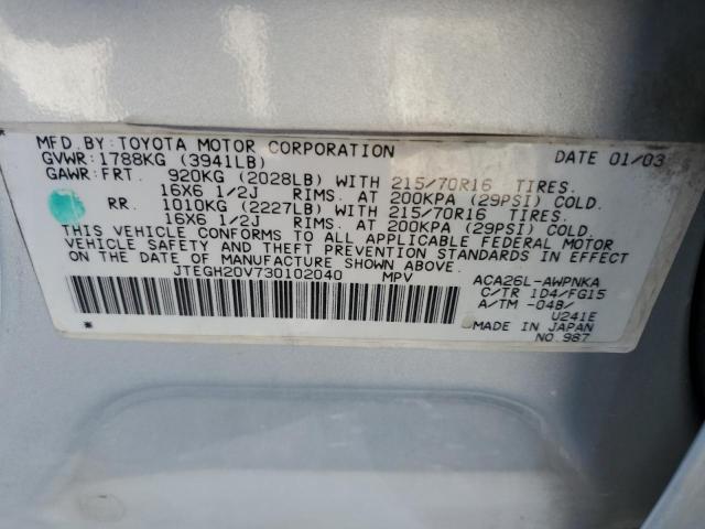 Photo 10 from auction – 2003 TOYOTA RAV4 with VIN JTEGH20V730102040