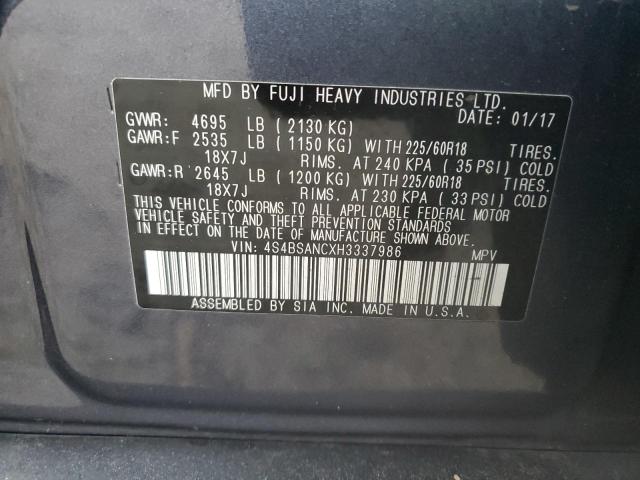 Photo 10 from auction – 2017 SUBARU OUTBACK 2. with VIN 4S4BSANCXH3337986