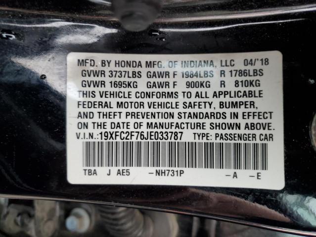 Photo 10 from auction – 2018 HONDA CIVIC EX with VIN 19XFC2F76JE033787