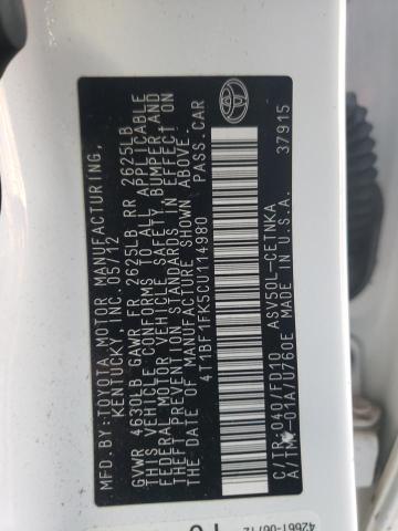Photo 10 from auction – 2012 TOYOTA CAMRY BASE with VIN 4T1BF1FK5CU114980