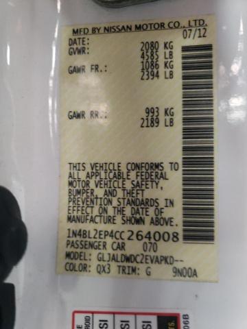 Photo 10 from auction – 2012 NISSAN ALTIMA SR with VIN 1N4BL2EP4CC264008