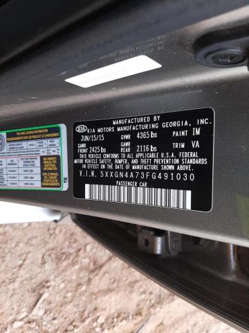 Photo 10 from auction – 2015 KIA OPTIMA EX with VIN 5XXGN4A73FG491030