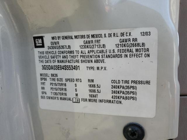Photo 10 from auction – 2004 BUICK RENDEZVOUS with VIN 3G5DA03E84S553491