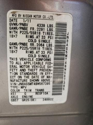 Photo 10 from auction – 2011 NISSAN ROGUE S with VIN JN8AS5MT4BW567395