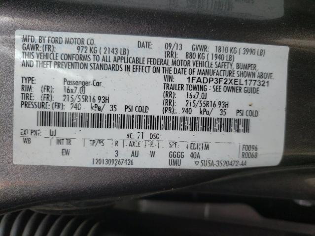 Photo 10 from auction – 2014 FORD FOCUS SE with VIN 1FADP3F2XEL177321