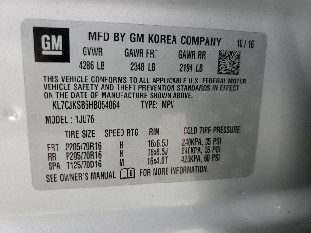 Photo 10 from auction – 2017 CHEVROLET TRAX LS with VIN KL7CJKSB6HB054064