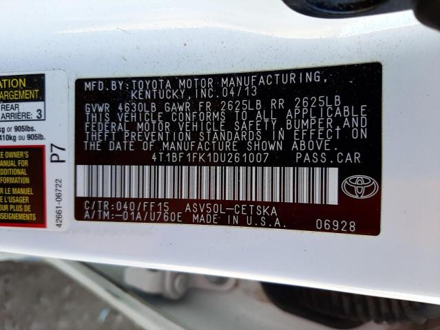 Photo 10 from auction – 2013 TOYOTA CAMRY L with VIN 4T1BF1FK1DU261007