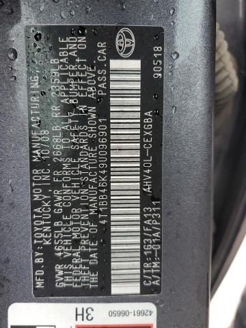 Photo 10 from auction – 2009 TOYOTA CAMRY HYBR with VIN 4T1BB46K49U096901