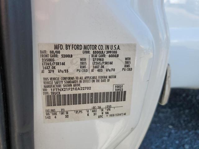 Photo 10 from auction – 2001 FORD F250 SUPER with VIN 1FTNX21F21EA22702