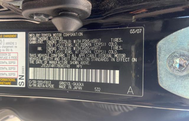 Photo 10 from auction – 2007 TOYOTA 4RUNNER SR with VIN JTEZU14R178080748