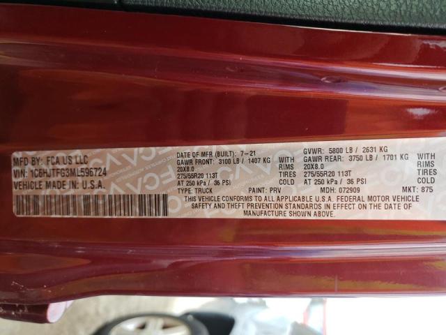 Photo 10 from auction – 2021 JEEP GLADIATOR with VIN 1C6HJTFG3ML596724