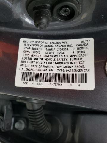 Photo 10 from auction – 2017 HONDA CIVIC with VIN 2HGFC1F31HH641904