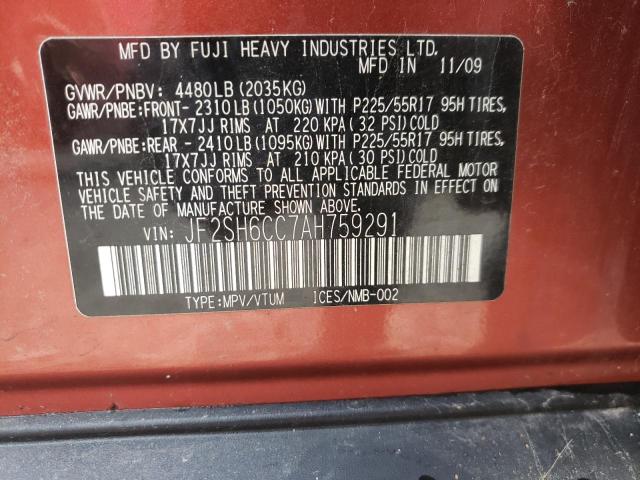 Photo 10 from auction – 2010 SUBARU FORESTER 2 with VIN JF2SH6CC7AH759291