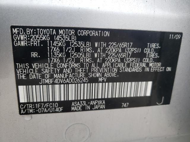Photo 10 from auction – 2010 TOYOTA RAV4 with VIN JTMBF4DV6AD026245