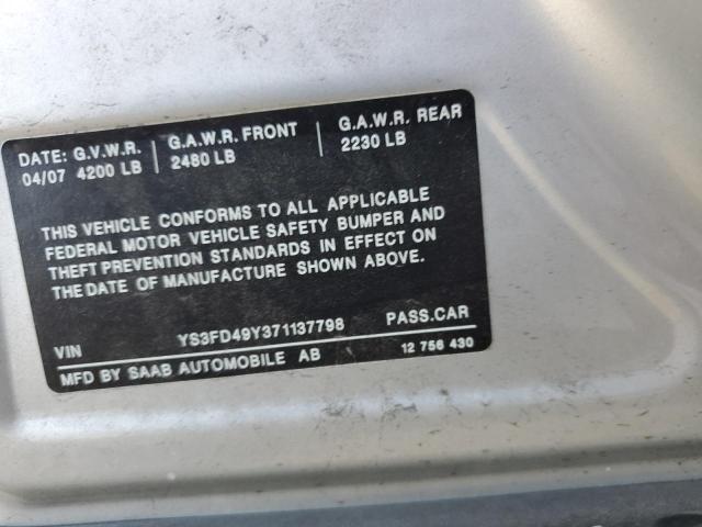 Foto 10 de la subasta – 2007 SAAB 9-3 2.0T con VIN YS3FD49Y371137798