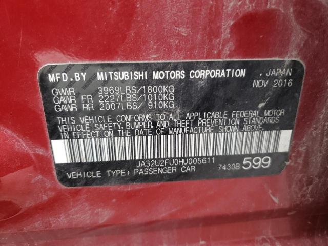 Photo 10 from auction – 2017 MITSUBISHI LANCER ES with VIN JA32U2FU0HU005611