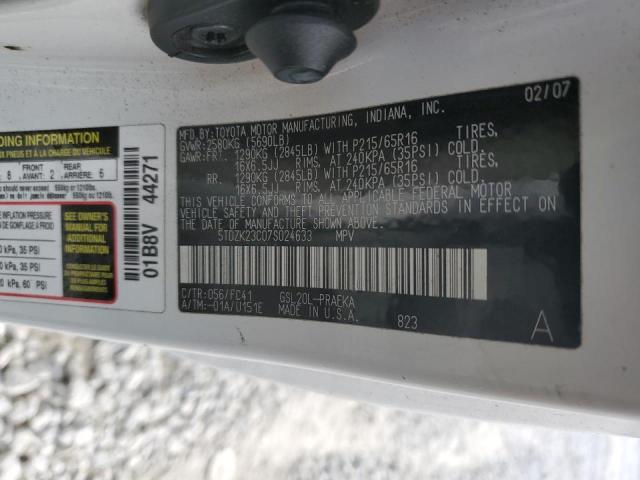 Photo 10 from auction – 2007 TOYOTA SIENNA CE with VIN 5TDZK23C07S024633